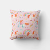 Little Girl Pink Unicorn Pattern met voornaam Kussen (Voorkant)
