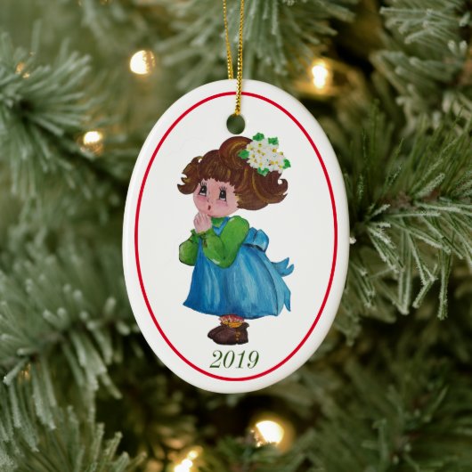 Little Girl Praying Keramisch Ornament (Boom)