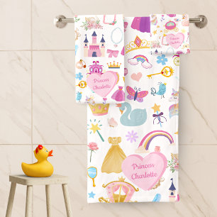 Little Girl  Princess Fairy Tale Pattern Bad Handdoek