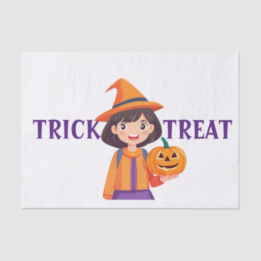 Little Girl Pumpkin Trick or treat Tissuepapier (Voorkant)
