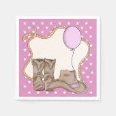 Little Girl Rodeo Thema Birthday Party Napkin Servet (Voorkant)