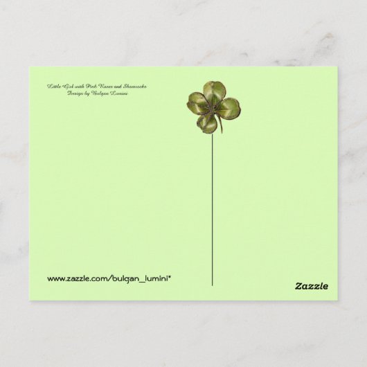 Little Girl Rozen and Shamrocks St.Patrick's Day Briefkaart (Achterkant)