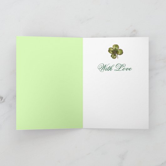 Little Girl Rozen and Shamrocks St.Patrick's Day Kaart (Binnen)