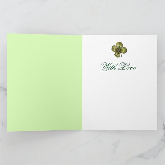 Little Girl Rozen and Shamrocks St.Patrick's Day Kaart (Binnen)