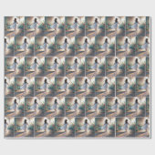 Little Girl Running On a Pink Heart Path Cadeaupapier (Vlak)