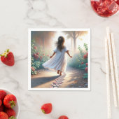 Little Girl Running On a Pink Heart Path Servet (Insitu)