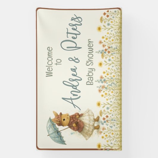 Little Girl Rustic Bunny Baby shower Spandoek (Verticaal)