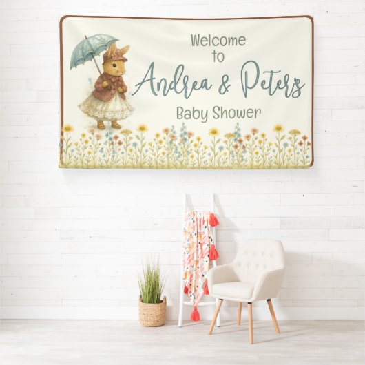 Little Girl Rustic Bunny Baby shower Spandoek (Insitu)