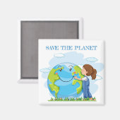 Little Girl Save the Planet Magnet (Voorkant / Achterkant)