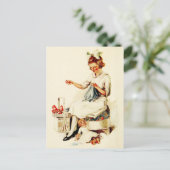 Little Girl Sewing Briefkaart (Staand voorkant)