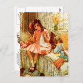 Little Girl Sewing Briefkaart (Voorkant / Achterkant)