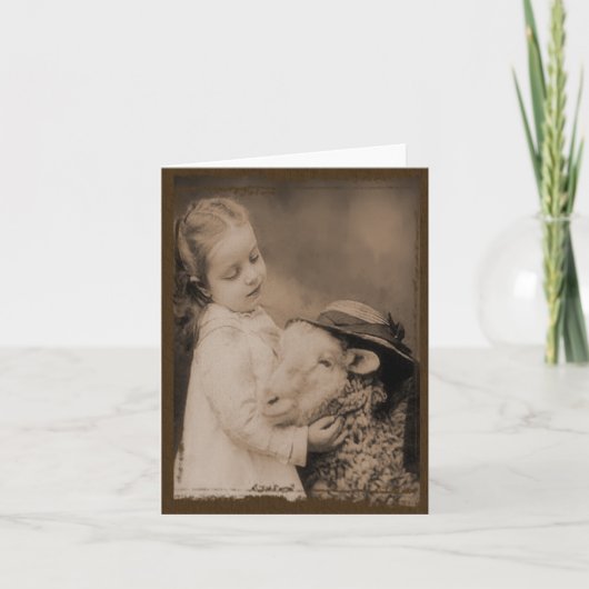 Little Girl & Sheep - Prim Lil Note Cards Kaart (Voorkant)