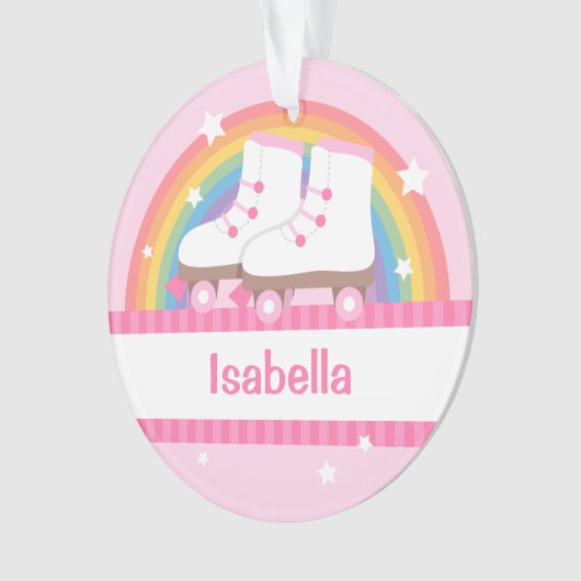 Little Girl Skater Rainbow en Stars gepersonalisee Ornament (voorkant)