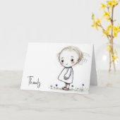 Little Girl Sketch Dank je wel Kaart (Gele Bloem)