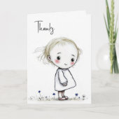 Little Girl Sketch Dank je wel Kaart (Voorkant)