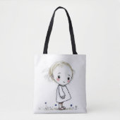 Little Girl Sketch met wilde bloemen Tote Bag (Voorkant)