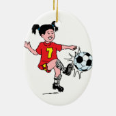 Little Girl Spelling Soccer Keramisch Ornament (Achterkant)