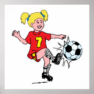 Little Girl Spelling Soccer Poster