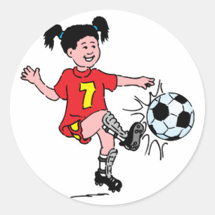Little Girl Spelling Soccer Ronde Sticker