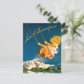 Little Girl Swing Over Lac Champex, Switzerland Briefkaart (Staand voorkant)