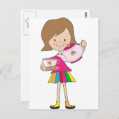 Little Girl Tea Briefkaart (Voorkant / Achterkant)