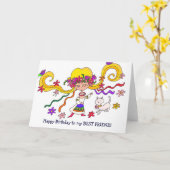 Little Girl Ukraine Folk Art van Vera Trembach Kaart (Gele Bloem)