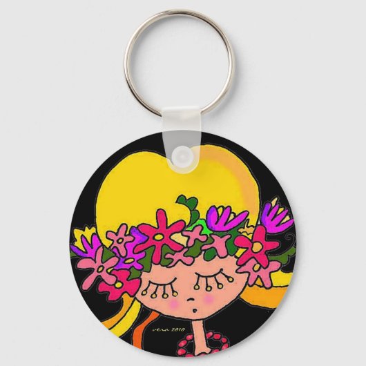 Little Girl Ukraine Folk Art van Vera Trembach Sleutelhanger (Voorkant)