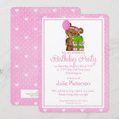 Little Girl Verjaardagsfeestje Uitnodiging Girly B (Voorkant / Achterkant)