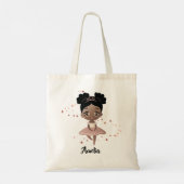 Little Girl w/Crown Dancing Ballet, Pink & Brown Tote Bag (Achterkant)