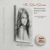 Little Girl Waterverf Portrait | Zwart & Wit Canvas Afdruk