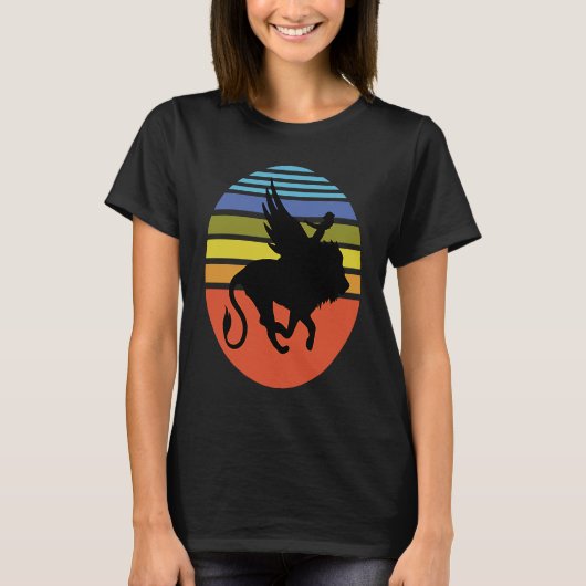 Little Girl with her Wingled Lion imagination retr T-shirt (Voorkant)