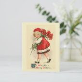 "Little Girl with Poinsettias" Briefkaart (Staand voorkant)