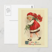 "Little Girl with Poinsettias" Briefkaart (Voorkant / Achterkant)