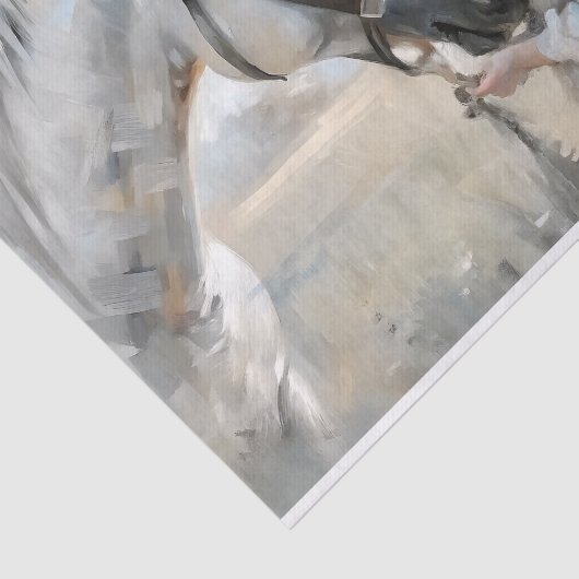 Little Girl Witte Paard Decoupage Tissuepapier (Detail)