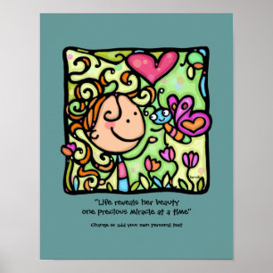 Little Girlie houdt van haar Butterfly.CUSTOMTeal  Poster