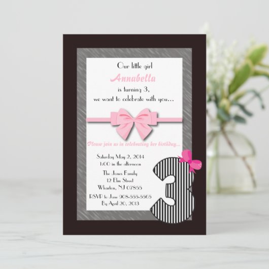 Little Girls 3rd Birthday Kaart (Staand voorkant)