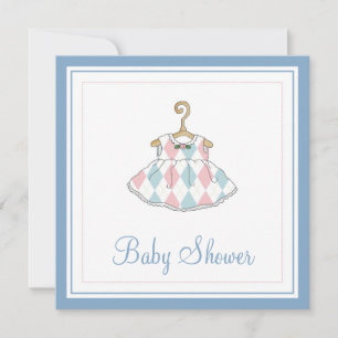 Little Girl's Argyle Baby shower Uitnodiging