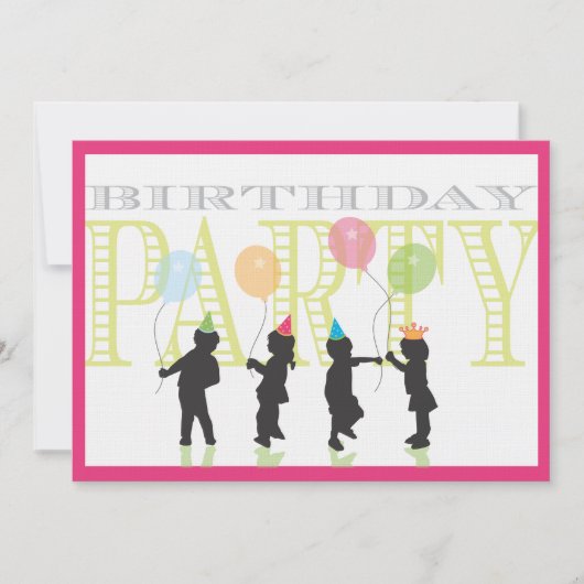 Little Girls Birthday Invitation - Roze Kaart (Voorkant)