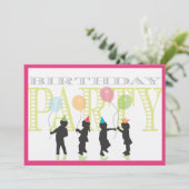 Little Girls Birthday Invitation - Roze Kaart (Staand voorkant)