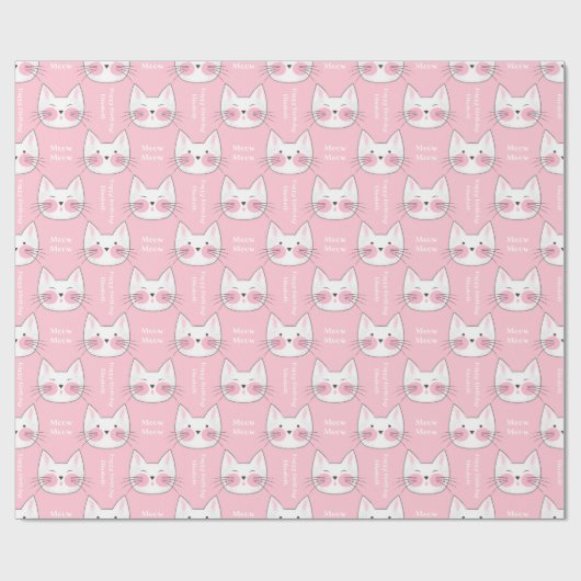 Little Girls Birthday Pink and White Kitty Cats Cadeaupapier (Vlak)