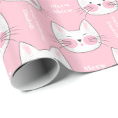 Little Girls Birthday Pink and White Kitty Cats Cadeaupapier (Rol Hoek)