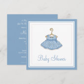 Little Girl's Blue Dress Baby shower Uitnodiging 2 (Voorkant / Achterkant)