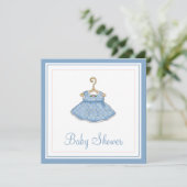Little Girl's Blue Dress Baby shower Uitnodiging 2 (Staand voorkant)