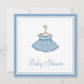 Little Girl's Blue Dress Baby shower Uitnodiging 2 (Voorkant)