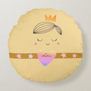 Little Girls Boho Princess Buttercream Yellow Rond Kussen