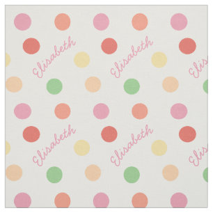 Little Girls Custom Name Polka Dot Pastel Stof