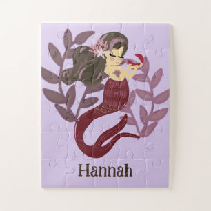 Little Girls Cute Paarse Mermaid Legpuzzel