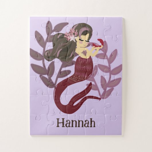 Little Girls Cute Paarse Mermaid Legpuzzel (Verticaal)