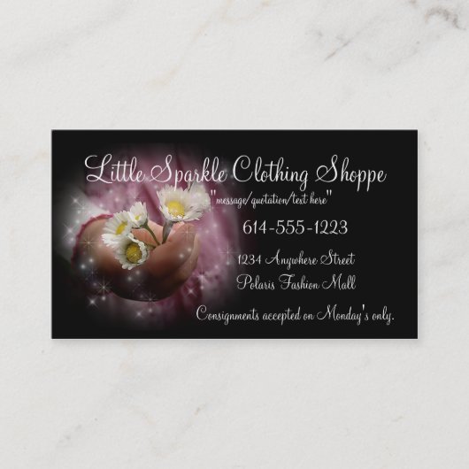 Little Girls Hand w/ Daisies Child Visitekaartjes (Voorkant)