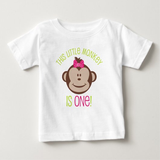Little Girl's Mod Monkey 1st Birthday Shirt (Voorkant)